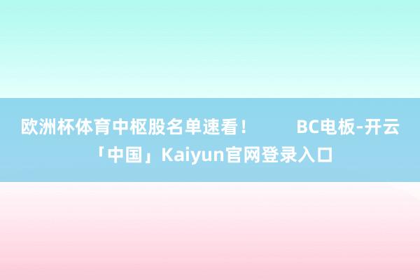 欧洲杯体育中枢股名单速看！        BC电板-开云「中国」Kaiyun官网登录入口