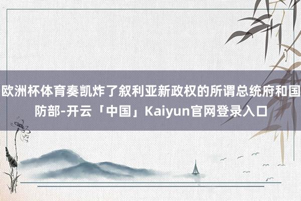 欧洲杯体育奏凯炸了叙利亚新政权的所谓总统府和国防部-开云「中国」Kaiyun官网登录入口