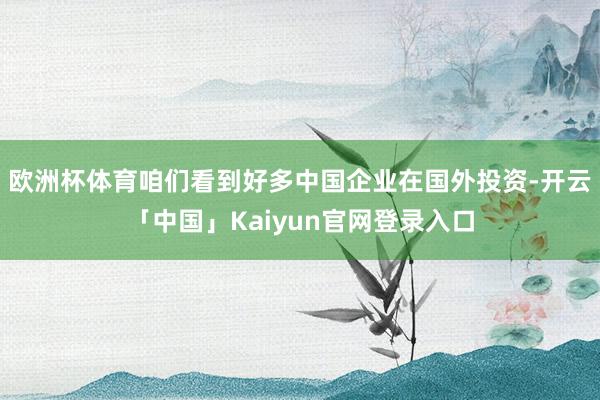欧洲杯体育咱们看到好多中国企业在国外投资-开云「中国」Kaiyun官网登录入口