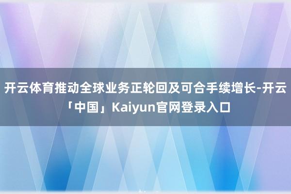 开云体育推动全球业务正轮回及可合手续增长-开云「中国」Kaiyun官网登录入口